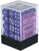 Chessex d6 Cube 12mm Opaque Purple with White (36)