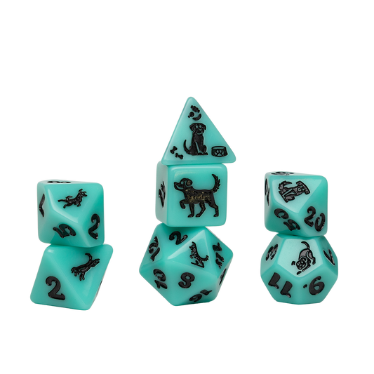 Sirius - Animals Series - Seafoam Shepherd Polyhedral Dice Set