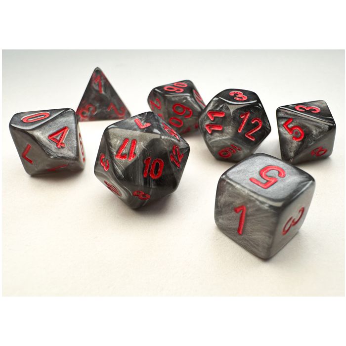 Chessex 7-set Cube Mini Dice - Velvet Black with Red