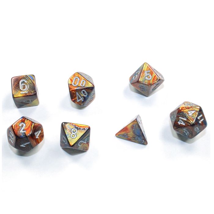 Chessex 7-set Cube Mini Dice - Lustrous Gold with Silver