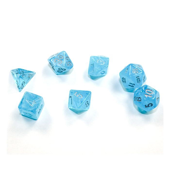 Chessex 7-set Cube Mini Dice - Luminary Sky with Silver