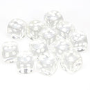 Chessex 16mm D6 Dice Block - Translucent Clear with White (12 ct)