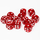 Chessex 16mm D6 Dice Block - Translucent Red with White (12 ct)