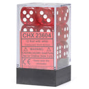 Chessex 16mm D6 Dice Block - Translucent Red with White (12 ct)