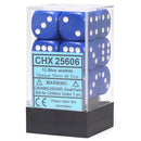 Chessex 16mm D6 Dice Block - Opaque Blue/White (12 ct)