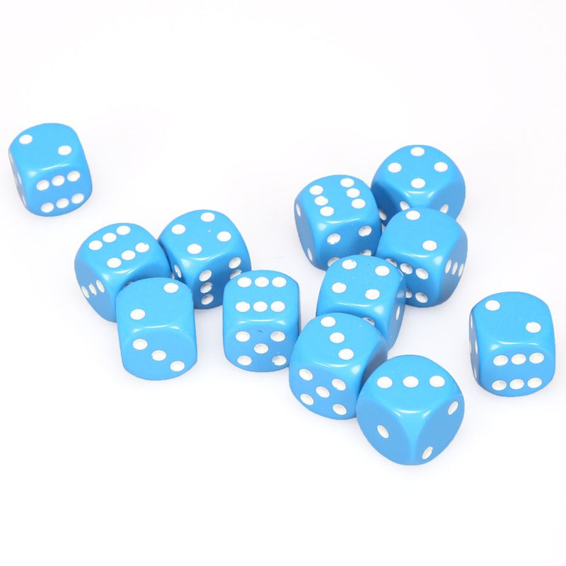 Chessex 16mm D6 Dice Block - Opaque Light Blue/White (12 ct)