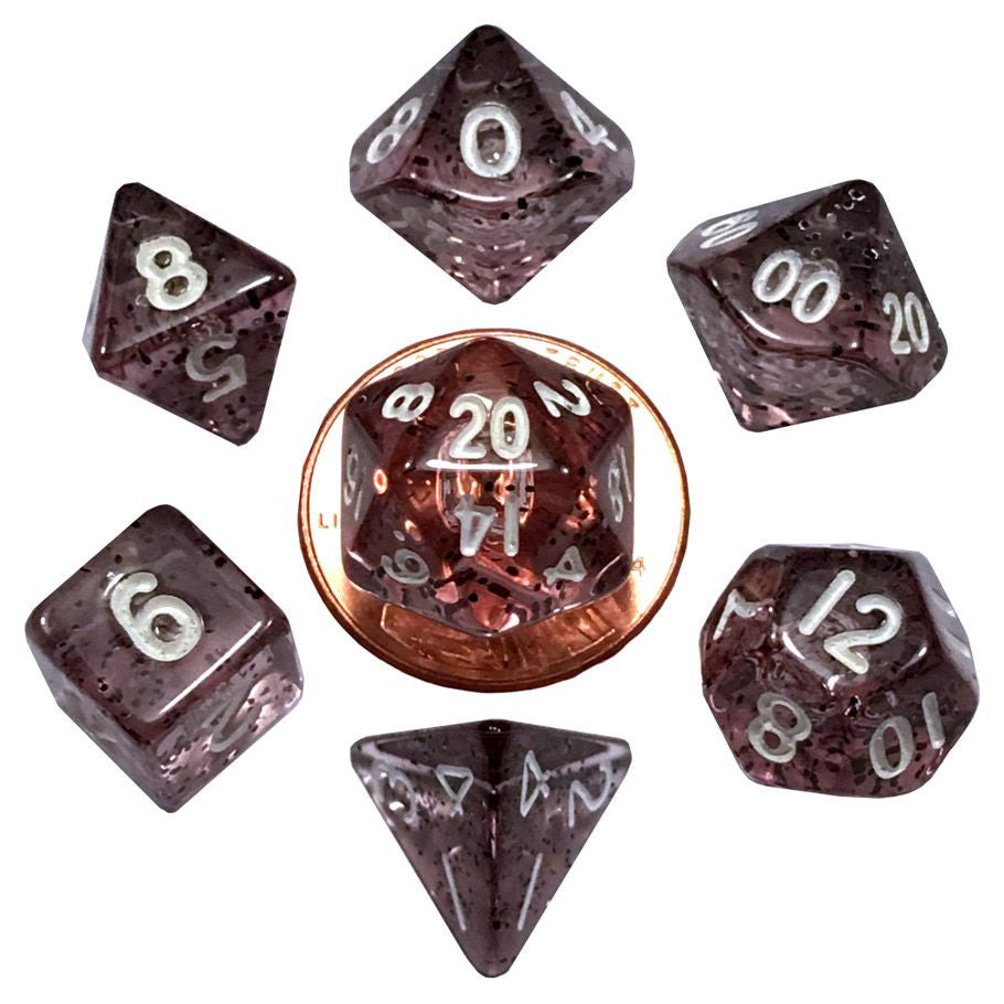 FanRoll 7-Set Mini Ethereal Black with White Dice