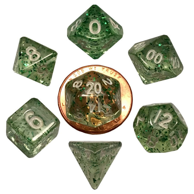 FanRoll 7-Set Mini Ethereal Green with White Dice