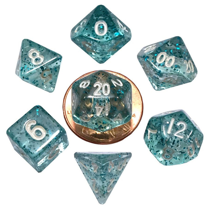 FanRoll 7-Set Mini Ethereal Light Blue with White Dice